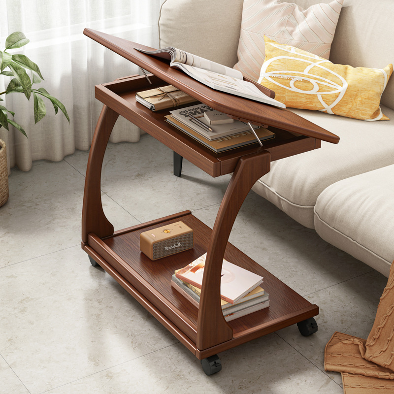 Gabinete lateral del sofá móvil pequeña mesa de té mesa de esquina de madera maciza sala de estar pequeña mesa sofá estante lateral mesita de noche