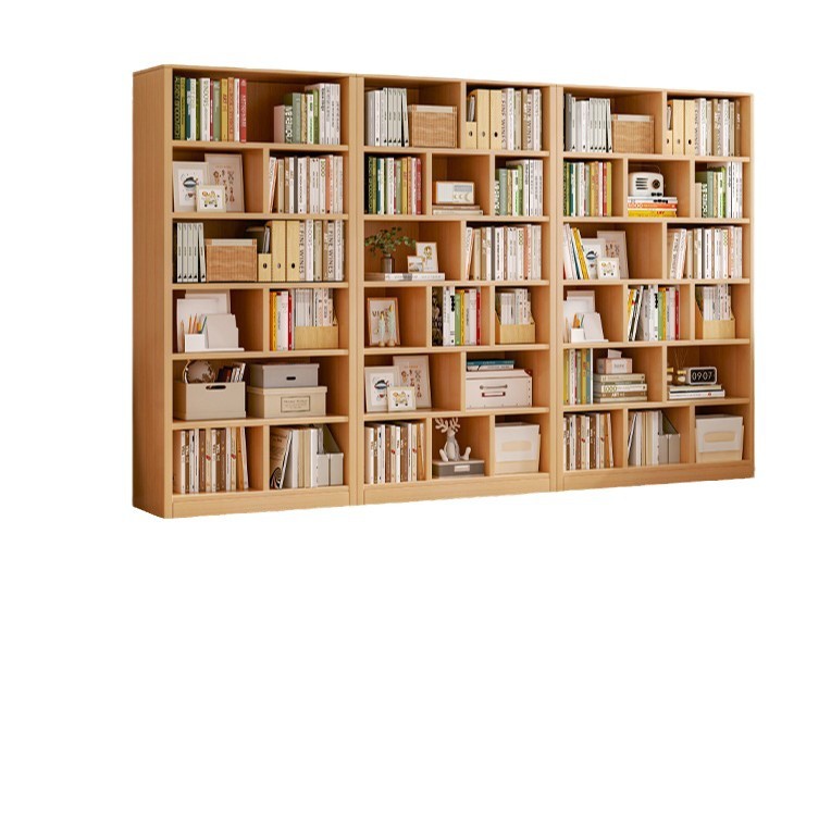Librería combinada libre de madera sólida con estante de estante de almacenamiento de una pared completa multicapa integrada para almacenar librería doméstica