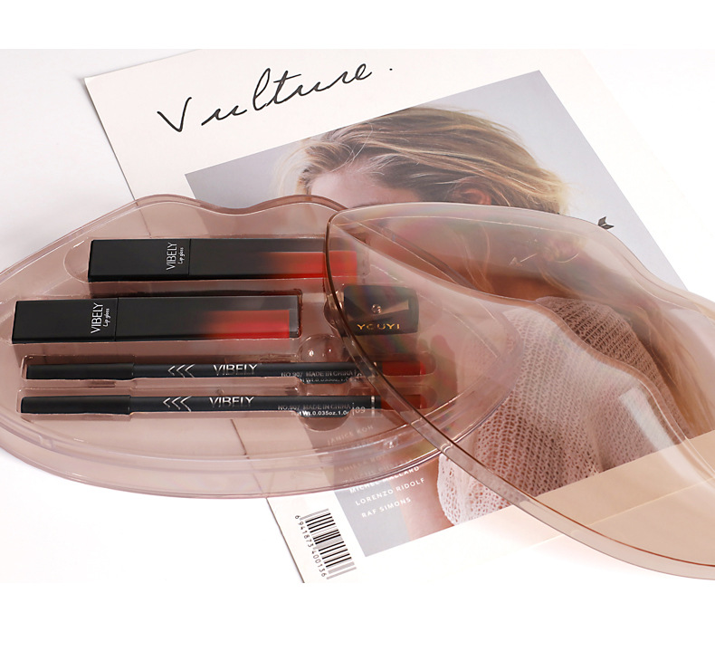 VIBELY Matte nude lip liner pen Lip gloss Set, non-stick cup, non-fading liquid lip gloss, cross-border undefined