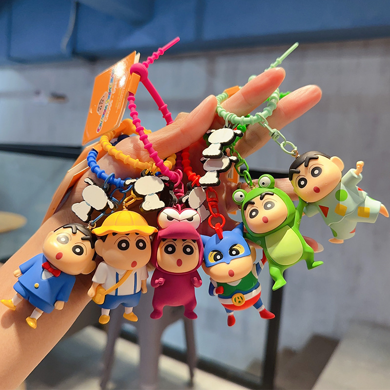 Cartoon Exquisite Mini Genuine Dynamic Superman Crayon Small New Doll Keychain Women's Cute School Bag Car Pendant