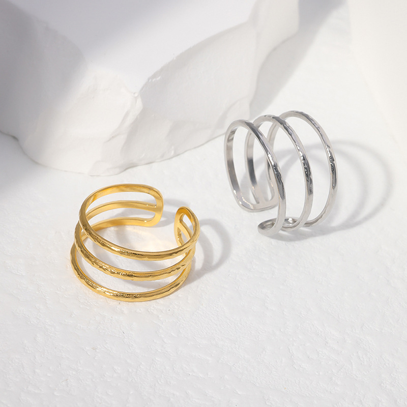 PVD Coated Real Gold Plated Geometric Stainless Steel Simple Style Waterproof Non Tarnish Open Ring display picture 1