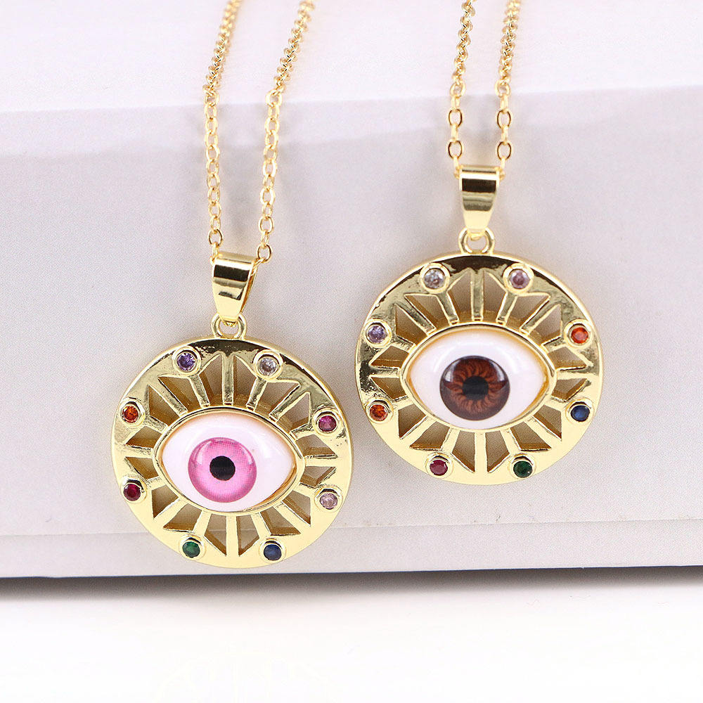 European And American Copper Zircon Devil Eye Necklace display picture 4