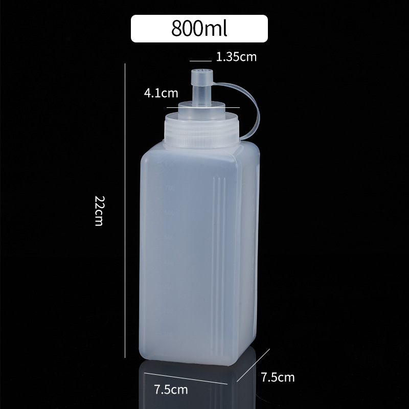 Botella de salsa exprimida de plástico cuadrado, mermelada, salsa de tomate, aderezo para ensaladas, botella de salsa de gran calibre, botella de salsa comercial, botella de salsa exprimida