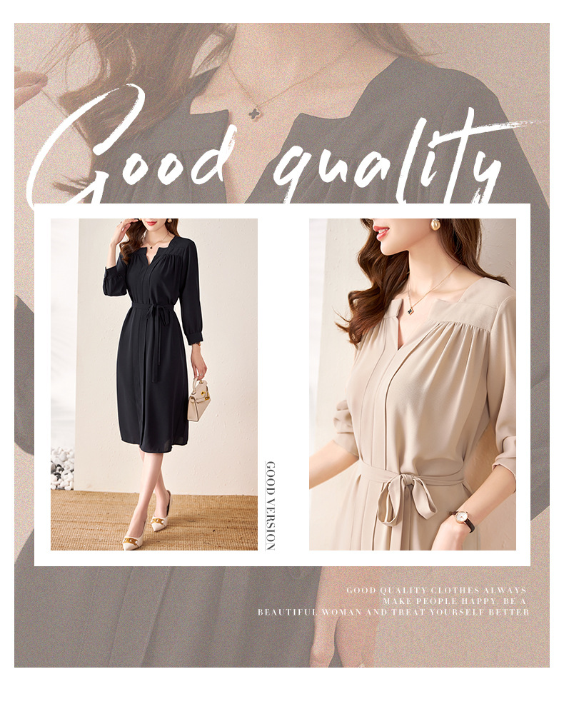 Đầm maxi nữ thắt eo voan Pháp thanh lịch đi làm — Màu xanh tím than chi tiết 9