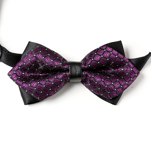 Suit and tie business style snap-on blue and black men's tie with red polka dots