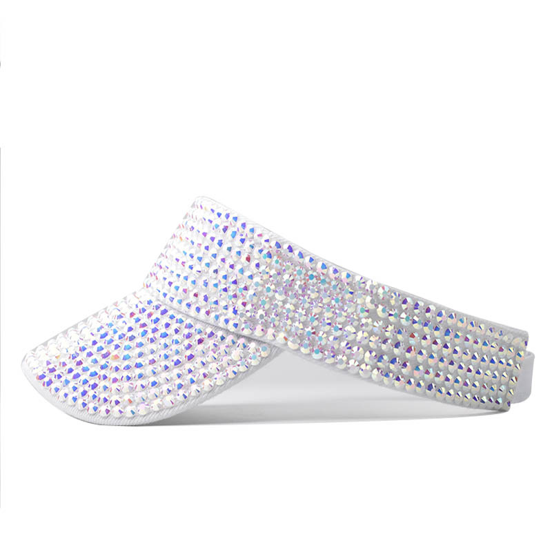 Diamante transfronterizo sombrero superior vacío casual a prueba de sol de las mujeres sombrero superior vacío verano rhinestone no-top peaked Cap drain Top Hat