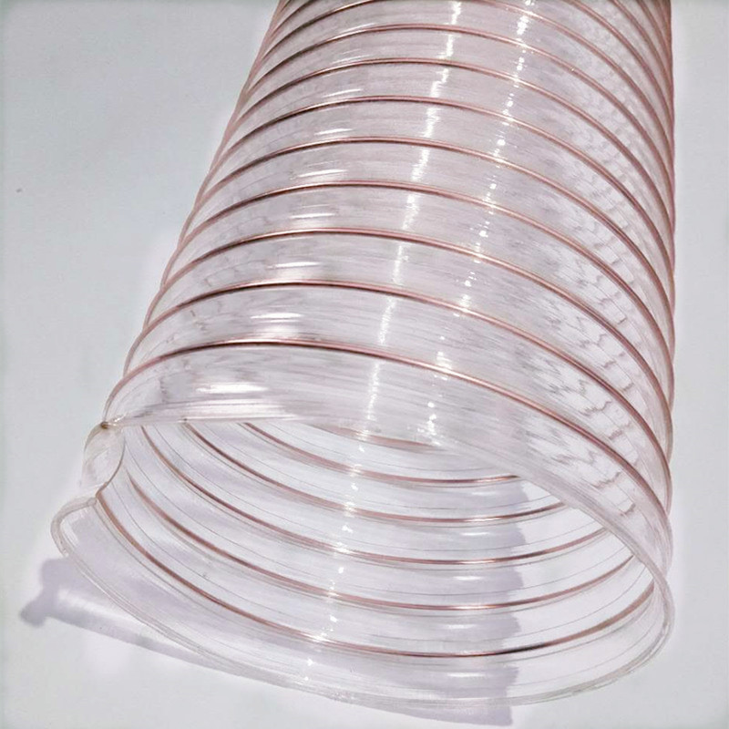 DN400MMPU钢丝吸尘管 聚氨酯抽吸粉尘螺旋软管 镀锌钢丝软管