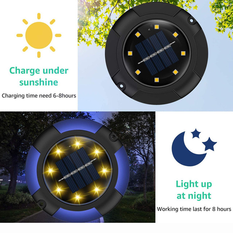 Transfronterizo solar lámpara subterránea al aire libre impermeable LED plug-in lámpara redonda jardín decoración césped lámpara fábrica ventas directas image 3