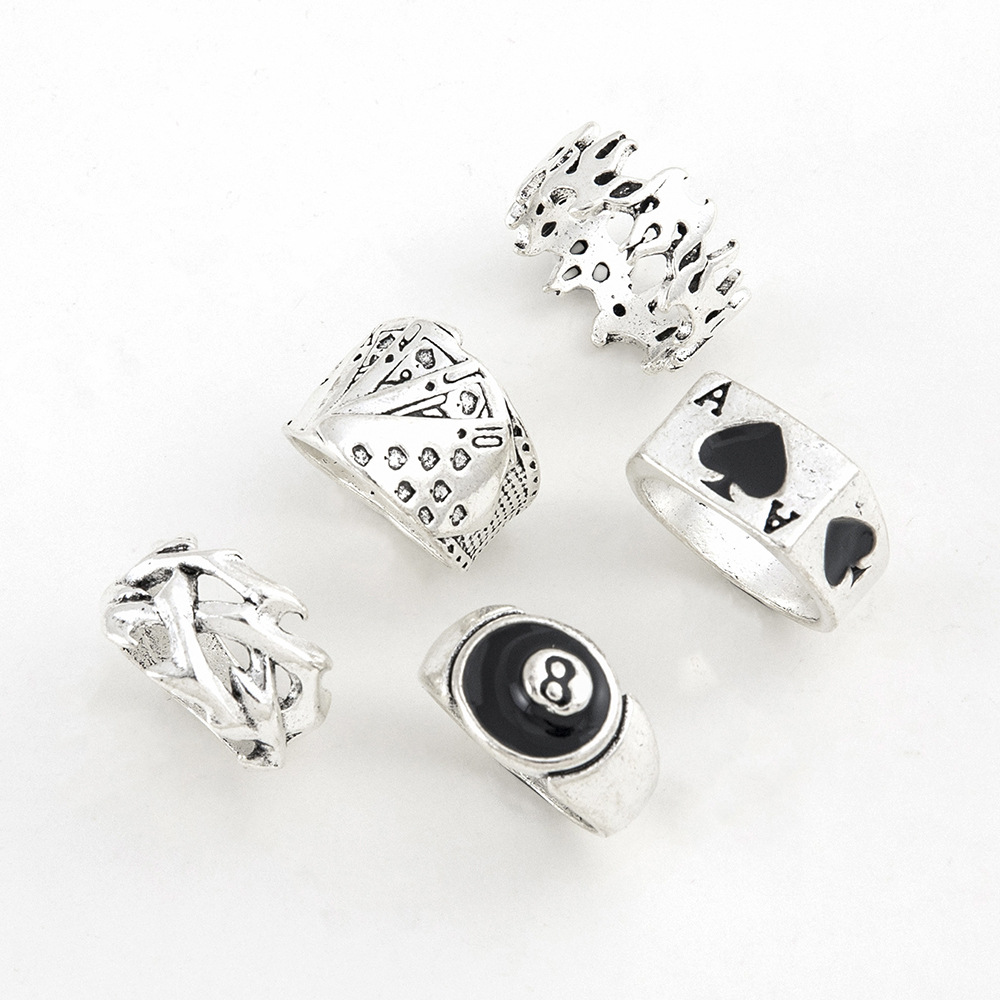 40g Weight Alloy Material Men'S Gender Retro Style Retro Alloy Men'S Ring Sets 5