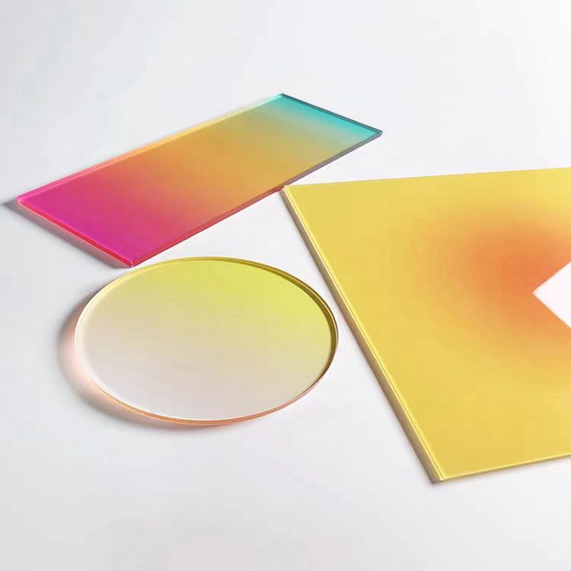 渐变色亚克力板磨砂半透炫彩隔断装饰屏风广告任意uv印刷加工批发