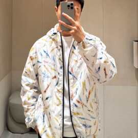 26ss气质百搭时尚百搭羽毛印花薄款简约防晒衣长袖外套
