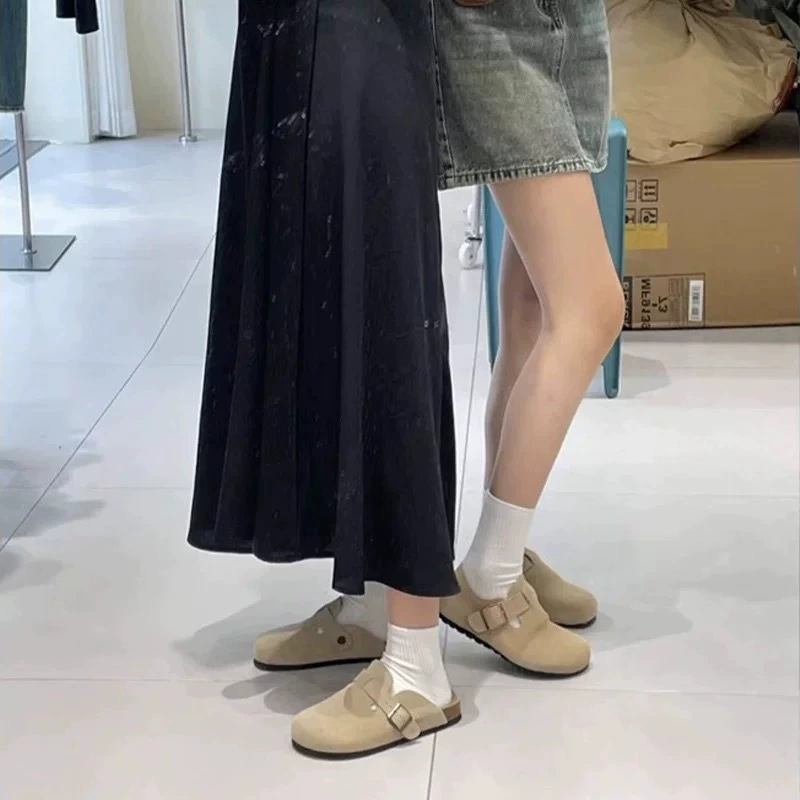 Новые босоножки Birkenstock для женщин на весну и осень, ленивые рыболовные плоские пробковые подошвы полуполозки