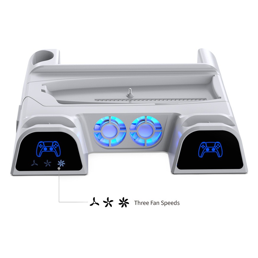 PS5 Slim host multifunción disipación de calor base de carga con luz azul PS5 juego mango cargador + Disco de almacenamiento