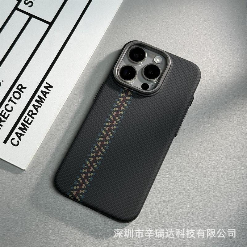 iPhone17ProMax用ケブラーパターン磁気吸着ハードケース16カーボンファイバーパターン耐衝撃保護ケース|undefined