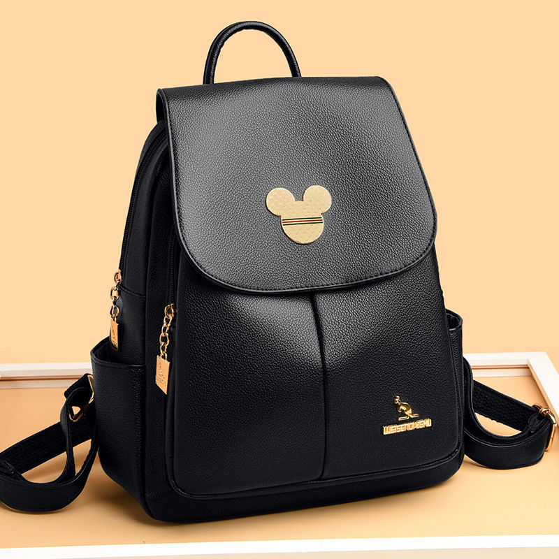 正品真皮双肩包2024大容量新款时尚牛皮女士背包软皮百搭休闲女包