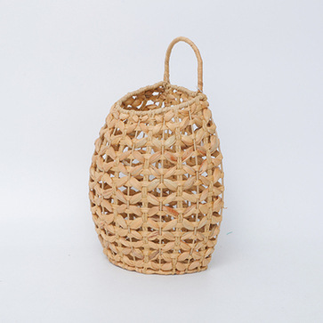 Cestas de flores portátiles tejidas a mano tejidas de paja pequeñas macetas colgadas de pared de caña tejidas cestas colgadas de calabaza de agua colgadas de hierba flor seca vasos