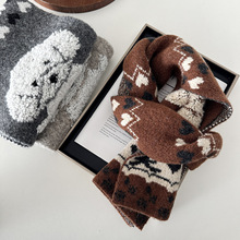 可爱小熊冬季毛绒针织围巾冬季保暖清新甜美学生情侣围脖日韩披肩