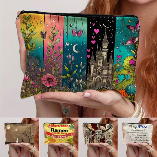 Amazon cross-border new creative storage bag zipper bag canvas makeup bag beauty tool storage bag canvas bag