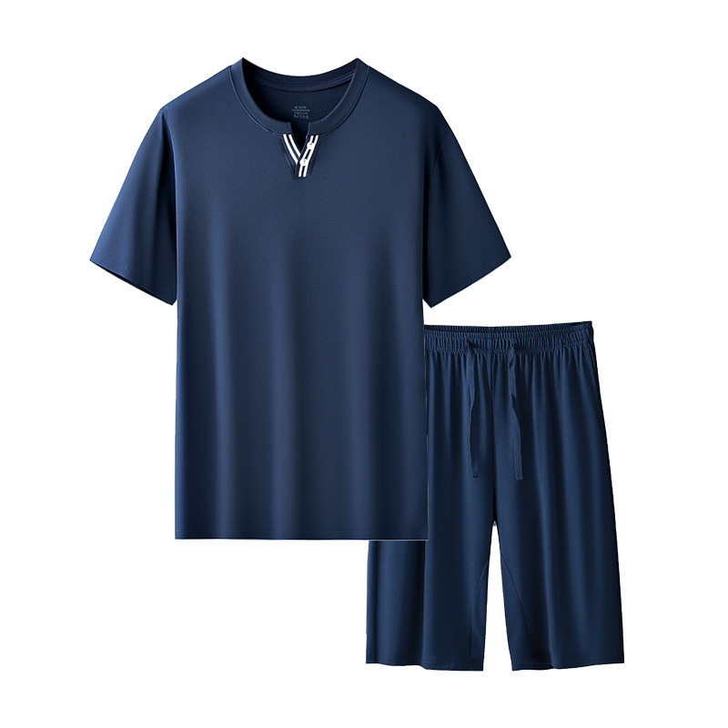 [Pocas cosas buenas] 80 trajes modales de doble cara de ropa de hogar para hombres de primavera y verano se pueden usar en pantalones cortos de manga corta