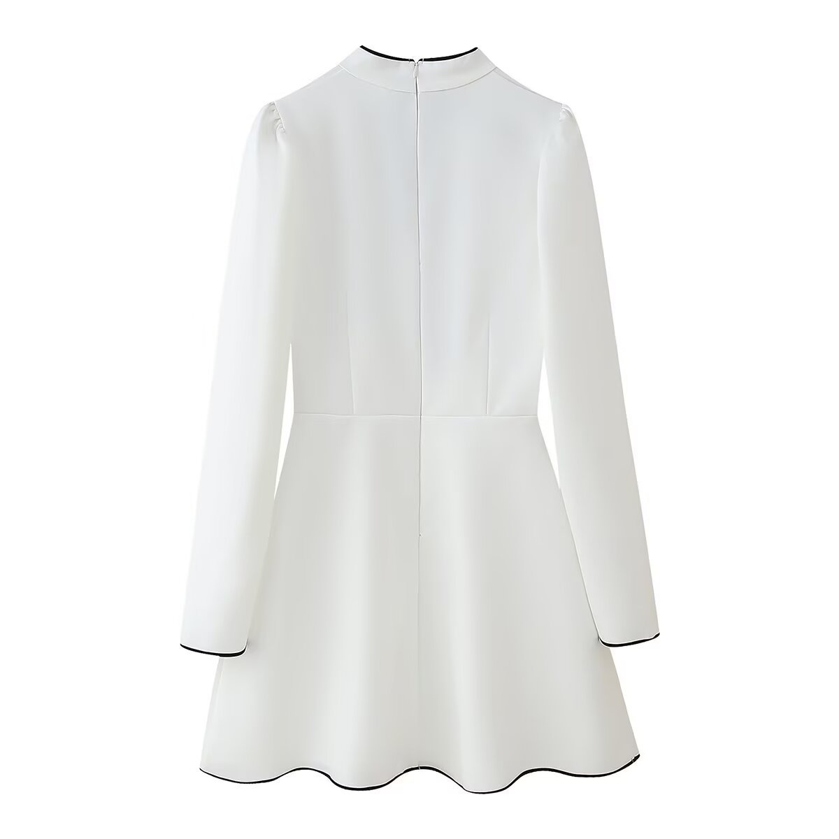 PB ZA 여성복 2025 봄 새로운 패션 간단한 조커 칼라 레이스 긴 소매 짧은 원피스