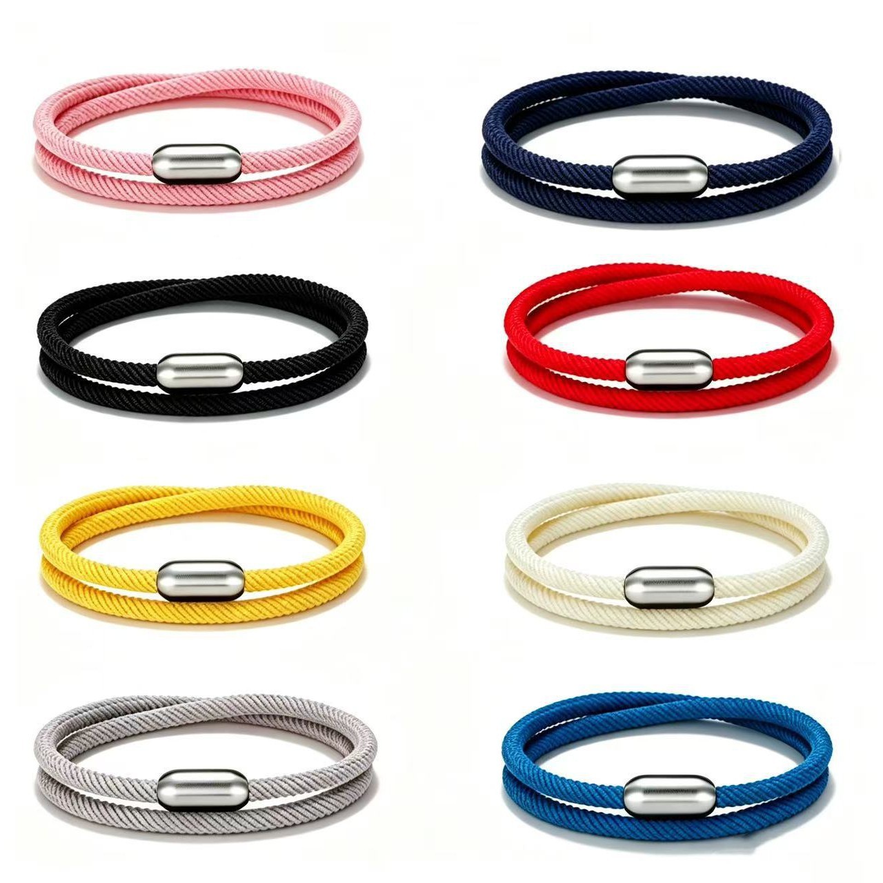Cross-border best-selling new macaron-colored Milanese rope titanium steel magnetic clasp bracelet, fashionable and simple, versatile for couples