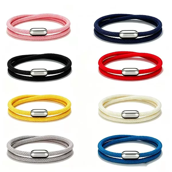 Cross-border best-selling new macaron-colored Milanese rope titanium steel magnetic clasp bracelet, fashionable and simple, versatile for couples