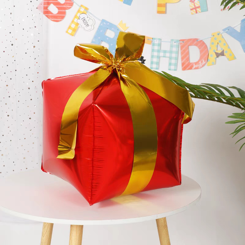 22 pulgadas 4D bola cuadrada caja de regalos de globo de película de aluminio decoración de Navidad decoración de globo comercio exterior transfronterizo