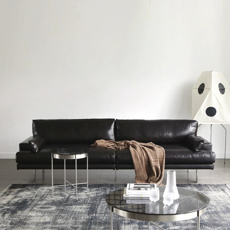 Sofá de cuero nórdico sala de estar apartamento pequeño moderno hogar italiano extremadamente simple diseñador tres posiciones Hardy