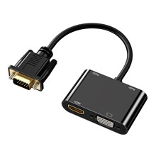 工厂直发VGA转HDMI+VGA二合一转换器一分二分配器1080P高清分屏器