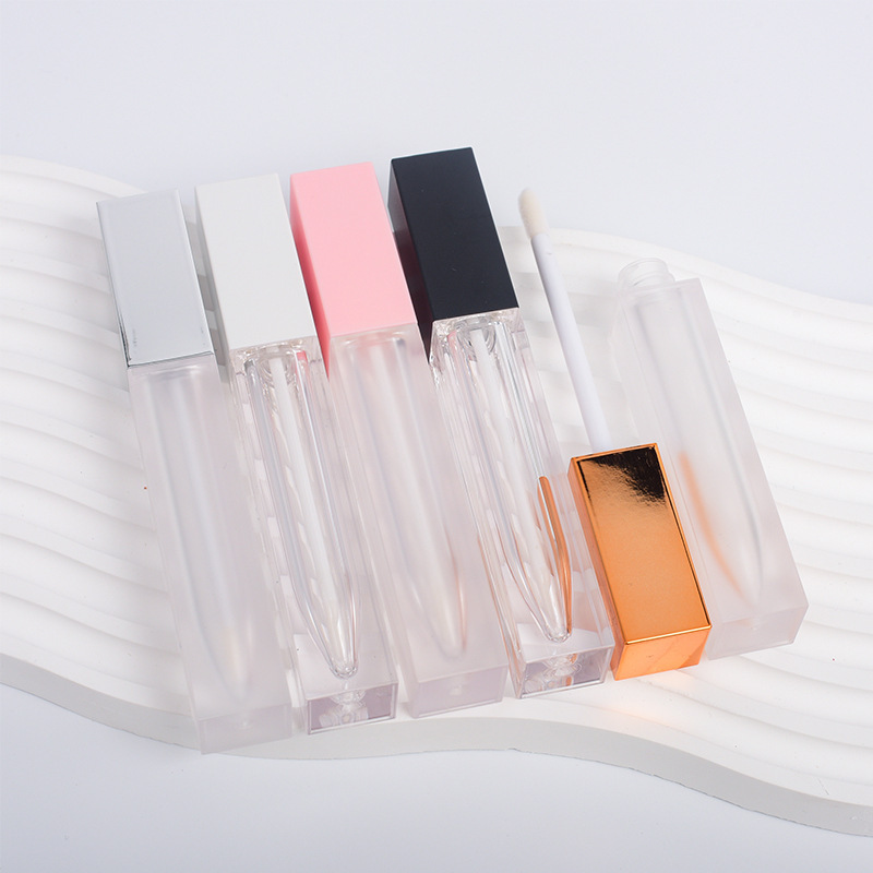 Spot 7ml Lip Gloss Tube Square Simple Lip Glaze Tube Custom Logo Lipstick Lipstick Tube Packaging Material