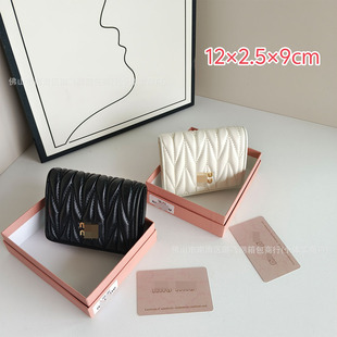 Original Ready-Made Miaojia Pleated Wallet for Women, Macaron Color, Sweet Girly Zipper Coin Purse, Large Capacity