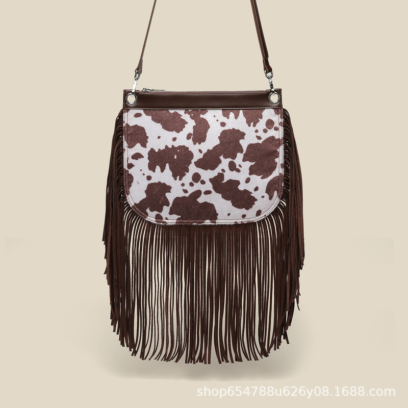 European and American Retro Simple Handbag Large Capacity Genuine Leather Tassel Horse Hair Crossbody Bag Bohemian Style Shoulder Bag for Women European and American Retro Simple Handbag Large Capacity Genuine Leather Tassel Horse Hair Crossbody Bag Bohemian Style Shoulder Bag for Women