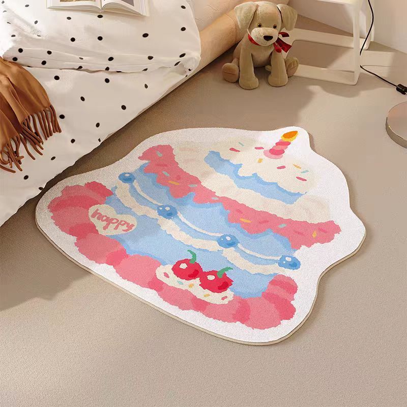 Cute Girly Heart-Shaped Imitation Cashmere Carpet, Wear-Resistant and Non-Slip, Bedroom Bedside Blanket, Cool and Plush Home Floor Mat
