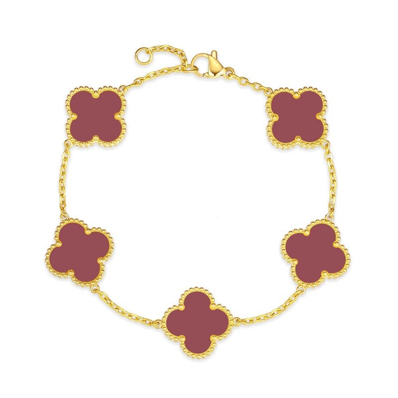 15mm Four-Leaf Clover Set Necklace Women's Titanium Steel Non-Fading Fashion Versatile Clavicle Chain Popular Elegant Bracelet Earrings