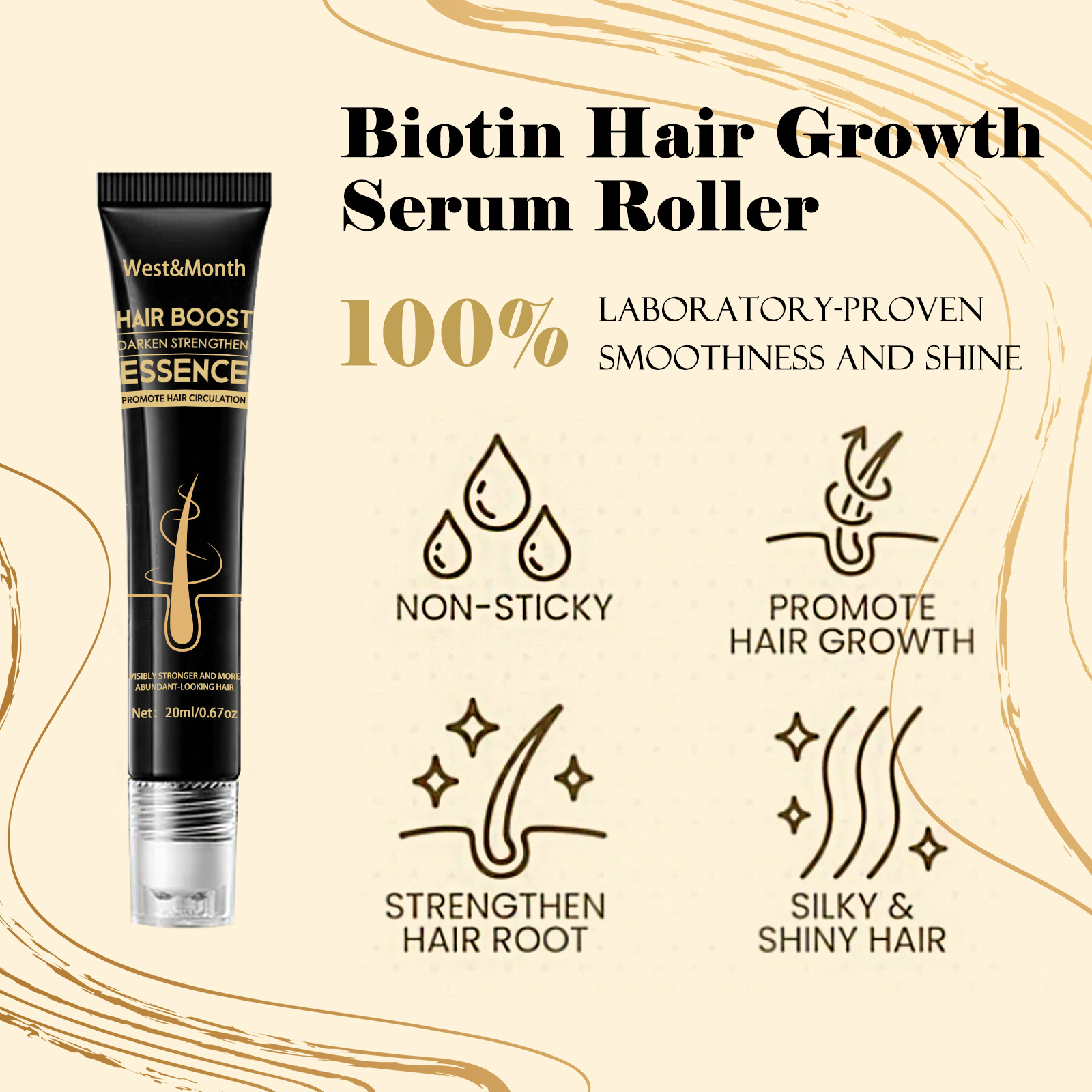 Le massage du cuir chevelu dense West&Month hydrate les racines Boule de soin des cheveux épaisse, douce et lisse_voghion.com