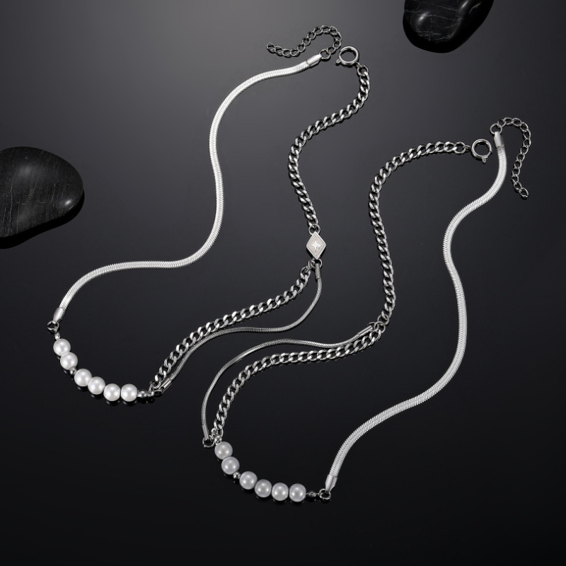 Fashion Geometric Titanium Steel Polishing Layered Necklaces 1 Piece