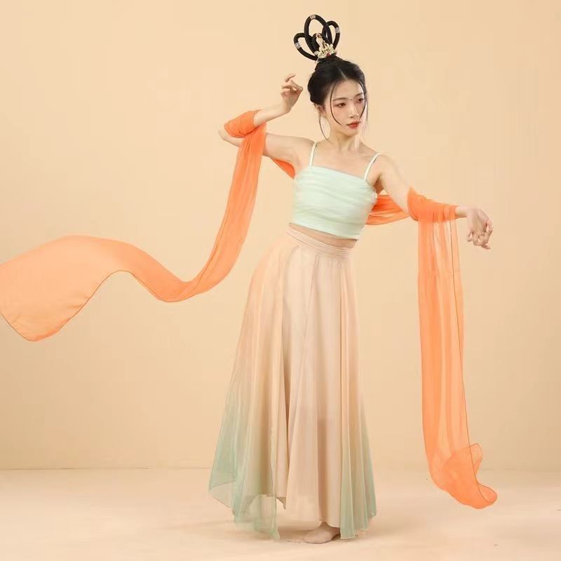 Silk wholesale women's Hanfu antique outside solid color dance ribbon Chinese style shawl fairy fluttering Dunhuang ancient dance