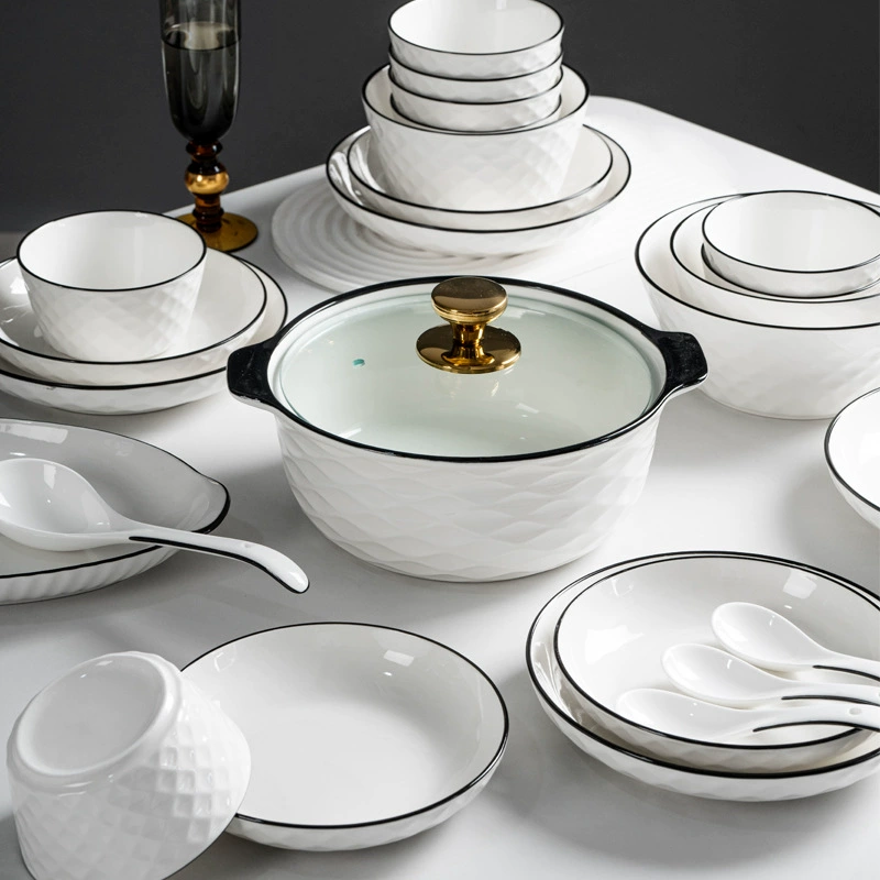 Diamond non-slip ceramic tableware, set, light luxury style, Birthday gift