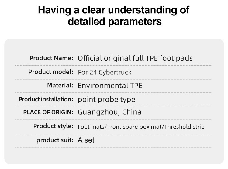 TPE Car Floor Mats for 24 Tesla Cybertruck