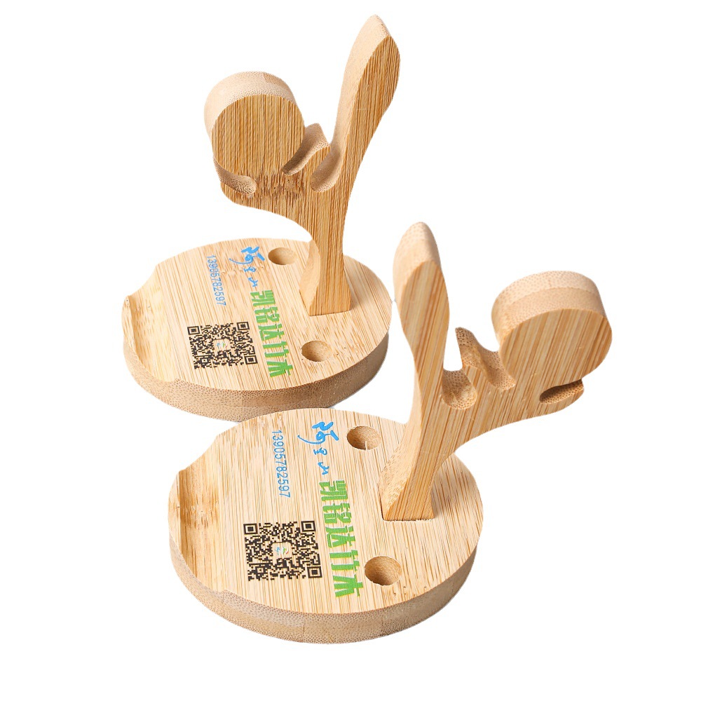 Nuevo soporte de teléfono móvil de bambú multi-funcional creativo escritorio teléfono móvil base perezoso Elk Horn modelado publicidad regalo