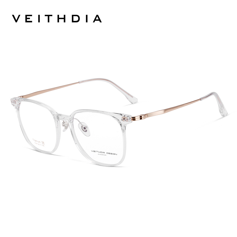 Gafas de miopía ópticas retro de pies cuadrados de titanio puro, marcos de ojos para hombres y mujeres pueden estar equipados con stock 7306