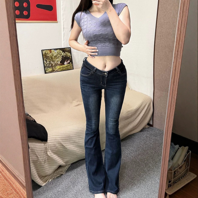 Comes with built-in hip pads~V-waist, hides belly fat, slimming low-rise jeans for women, sexy flared pants, cross-border bestseller Comes with built-in hip pads~V-waist, hides belly fat, slimming low-rise jeans for women, sexy flared pants, cross-border bestseller
