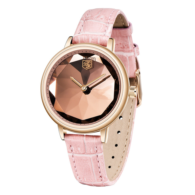 Benyar binya nueva moda corte de cristal patrón dial moda señoras cuarzo cinturón reloj de pulsera femenina 5157L
