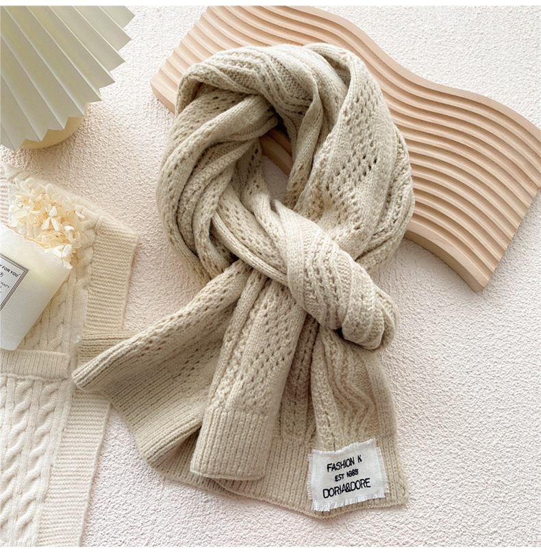 New Korean Clashing Color Wool Knitted Scarf Wholesale display picture 4