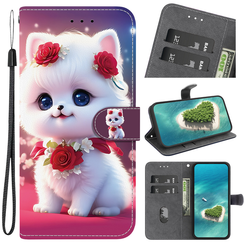 Crystal Pattern Painted Leather Case for iPhone 17 Pro Max Apple 16 Flip Card Wallet