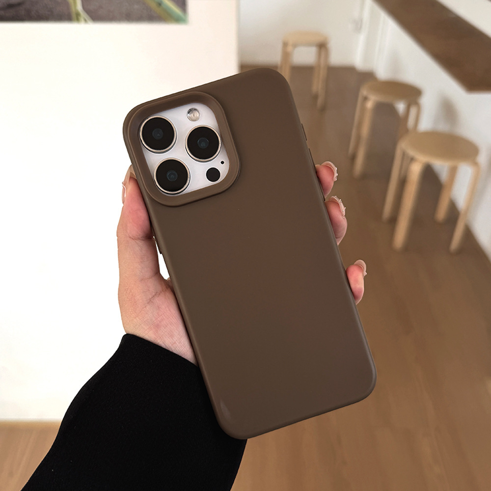 Funda protectora de silicona anticaídas para iPhone 15 Pro, 13 y 17, de color puro y tacto piel, estilo simple, todo incluido.
