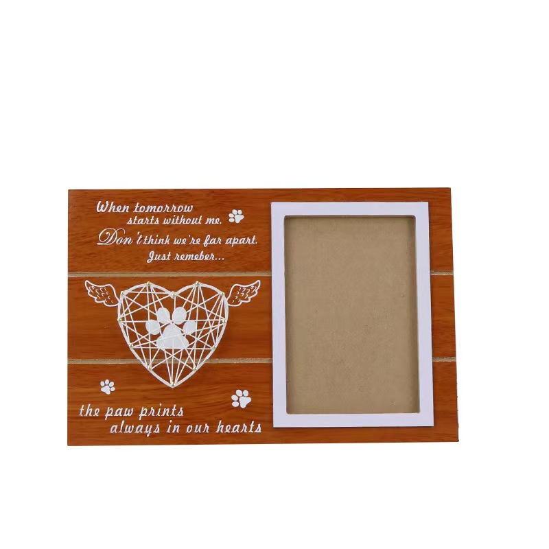 Tablero de densidad transfronterizo bobinado marco de fotos de amor de madera colgante marco de fotos de mascotas de madera decoración conmemorativa perro