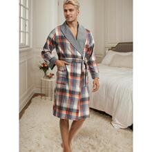 K 16218 Men's Plaid Flannel Robe ��ʿԡ�� ŷ���羳����ѷ