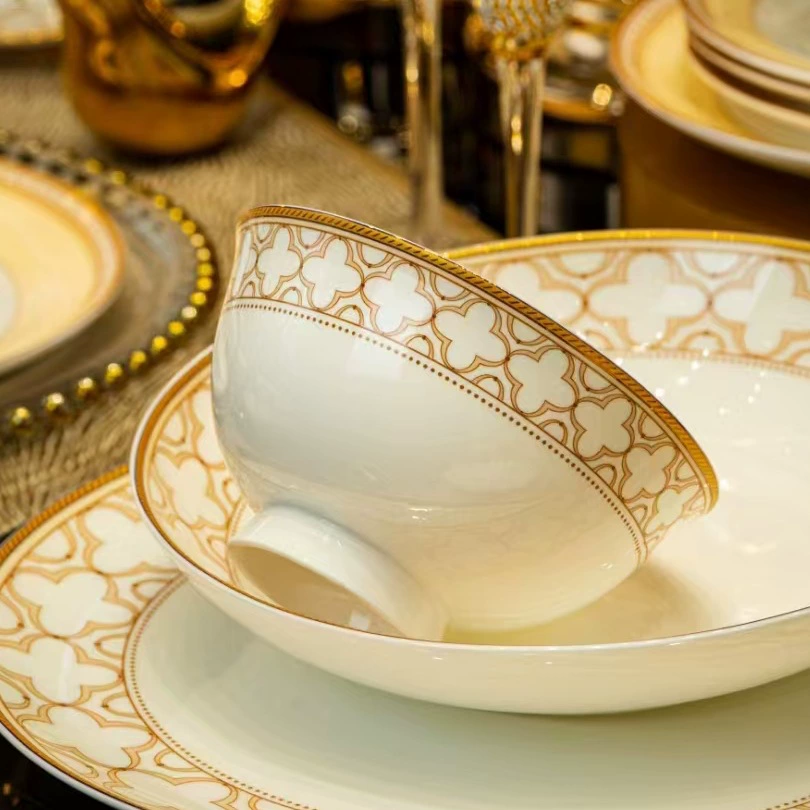 Современная керамическая посуда Jingdezhen 60-глава цветочная серия, миска, тарелка, ложка и тарелка белый фарфор легкий люкс