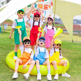 六一儿童背带短裤糖果色套装夏季小学生幼儿园大合唱舞蹈表演出服
